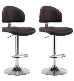 Tabourets de bar lot de 2 marron similicuir