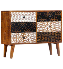 Buffet avec motif imprimé 90x30x70 cm Bois de manguier massif