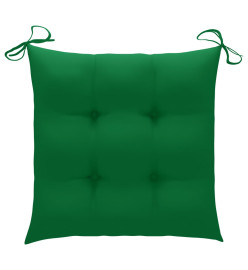 Chaises de jardin avec coussins vert 4 pcs Bois de teck massif