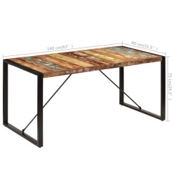 Table de salle à manger 160x80x75cm Bois de récupération massif