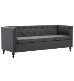 Canapé Chesterfield à 3 places Revêtement en tissu Gris foncé