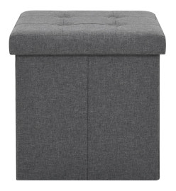 Tabourets de rangement pliables lot de 2 gris foncé Faux lin