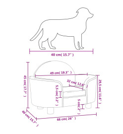 Lit pour chien crème 66x40x45 cm velours