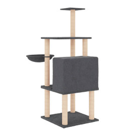 Arbre à chat avec griffoirs en sisal gris foncé 132 cm