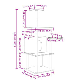 Arbre à chat avec griffoirs en sisal gris foncé 132 cm