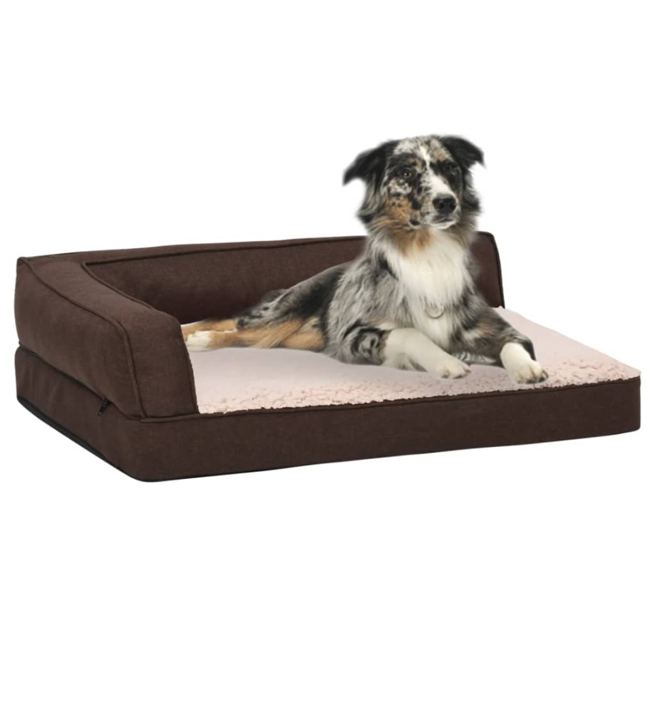 Matelas de lit ergonomique de chien 60x42 cm Polaire aspect lin