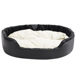 Lit pour chiens Noir et beige 99x89x21 cm Peluche et similicuir