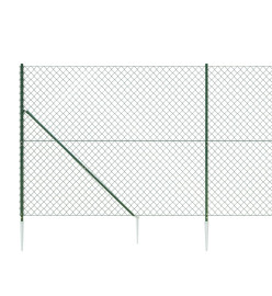 Clôture à mailles losangées avec piquet d'ancrage vert 1,8x25 m