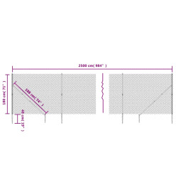 Clôture à mailles losangées avec piquet d'ancrage vert 1,8x25 m