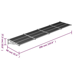 Auvent de porte Noir et transparent 396x90 cm Polycarbonate