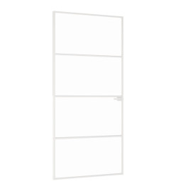 Porte d'intérieur Blanc 93x201,5 cm Trempé verre aluminium fin