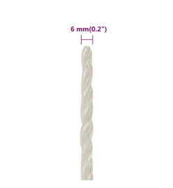 Corde de travail Blanc 6 mm 250 m polypropylène