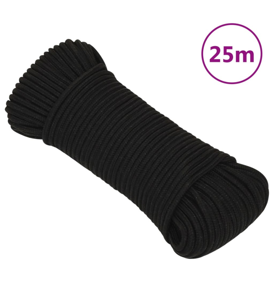 Corde de travail Noir 5 mm 25 m Polyester