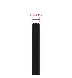 Corde de travail Noir 5 mm 25 m Polyester