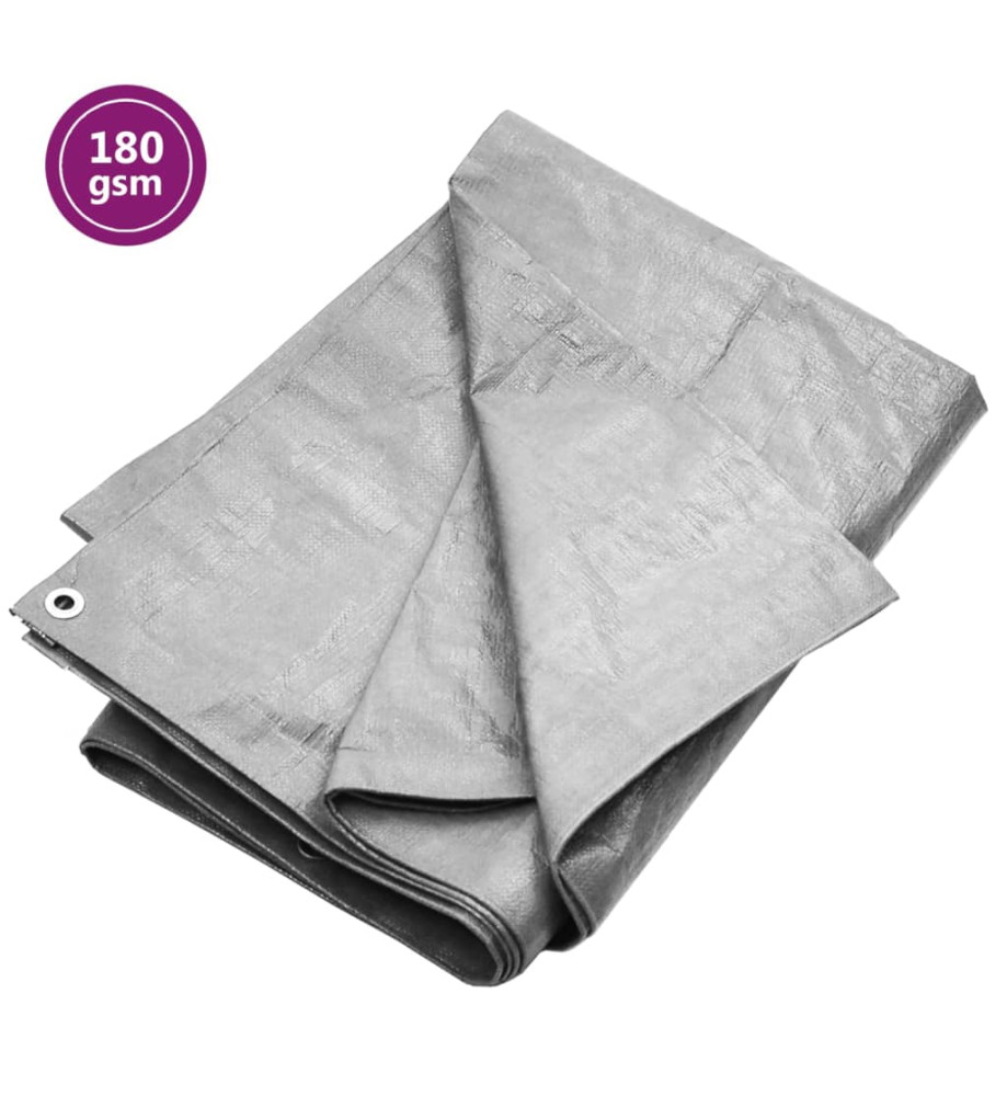 Bâche 180 g/m² 6x10 m Gris PEHD