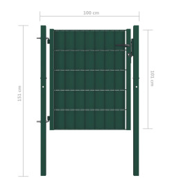 Portail de clôture PVC et acier 100x101 cm Vert