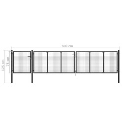 Portail de jardin Acier 500 x 75 cm Anthracite