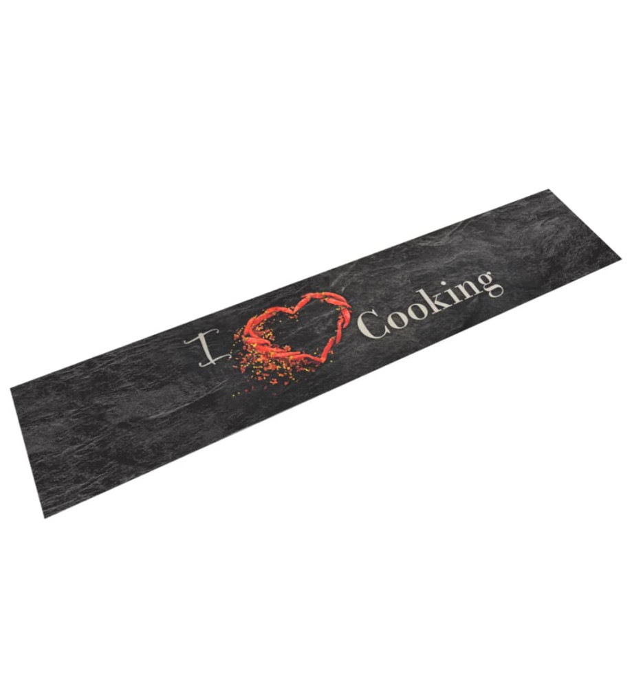 Tapis de cuisine lavable impression cuisine noir 60x300 cm