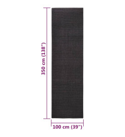 Tapis Sisal naturel 100x350 cm Noir