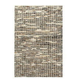 Tapis à poils Cuir véritable 120x170 cm Noir/Blanc