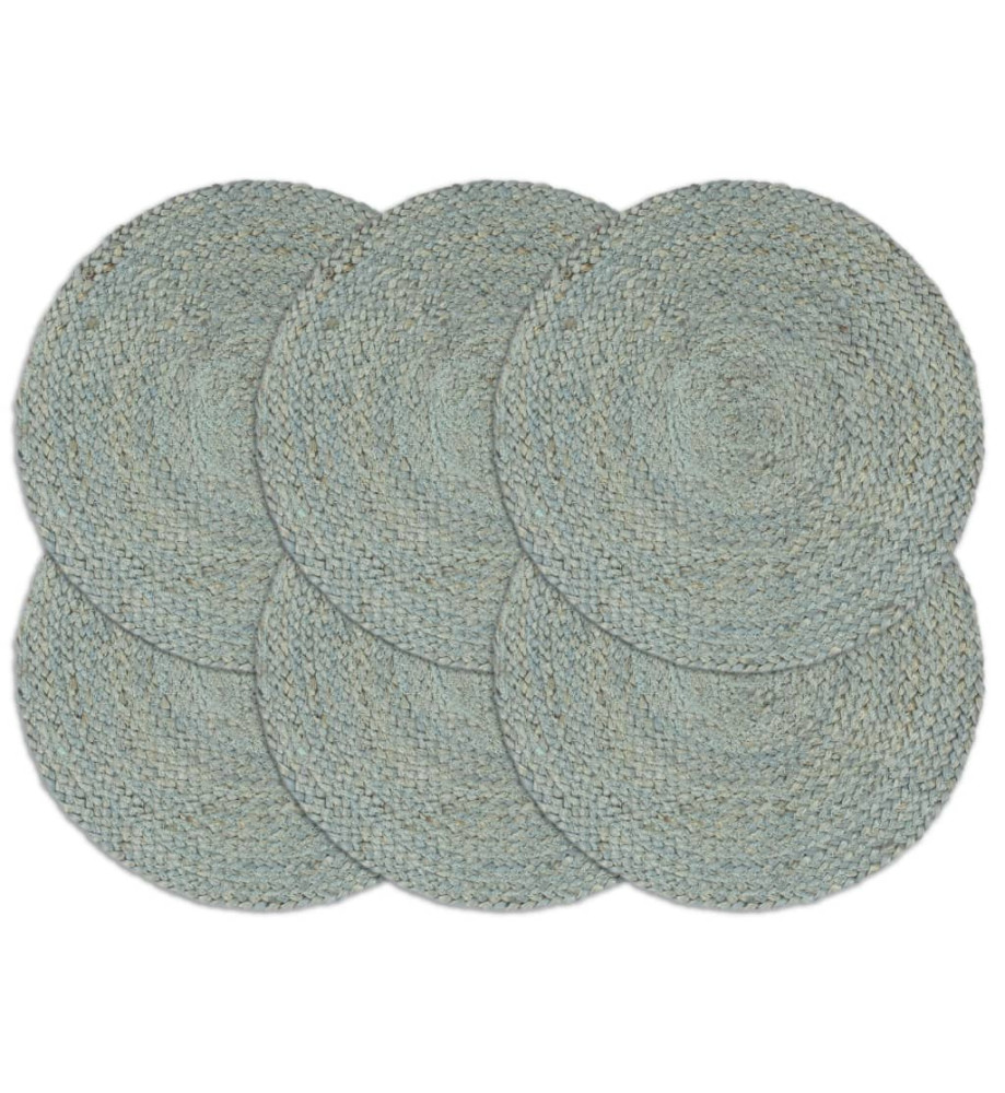 Napperons 6 pcs Vert olive Plain 38 cm Rond Jute