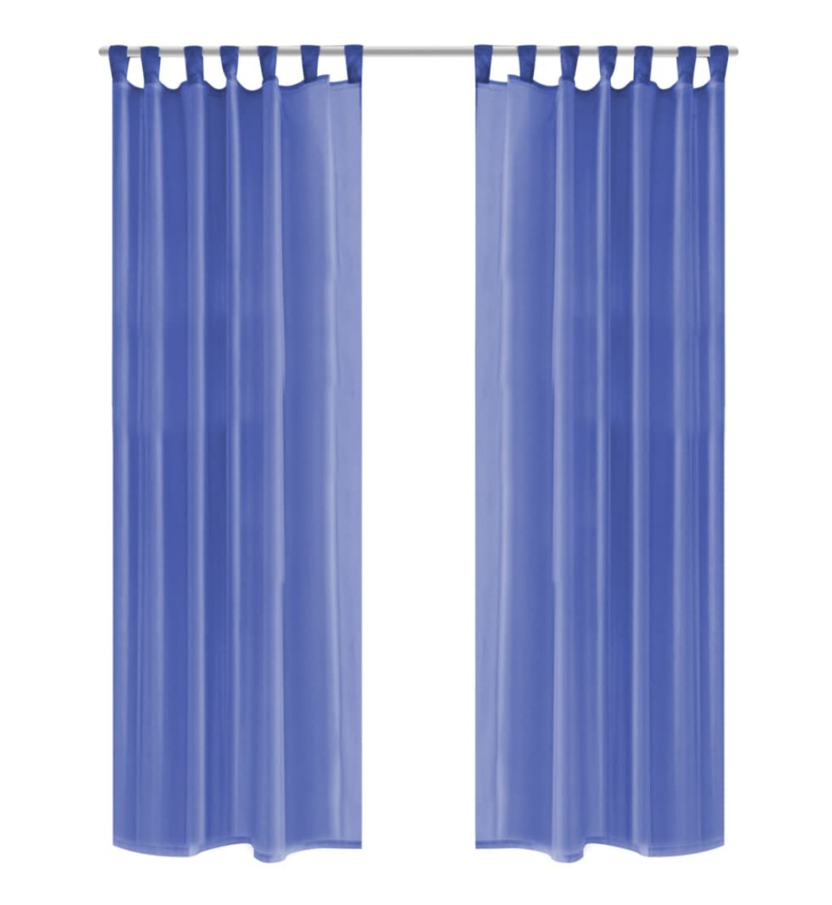 Rideau occultant 2 pcs Voile 140 x 225 cm Bleu royal