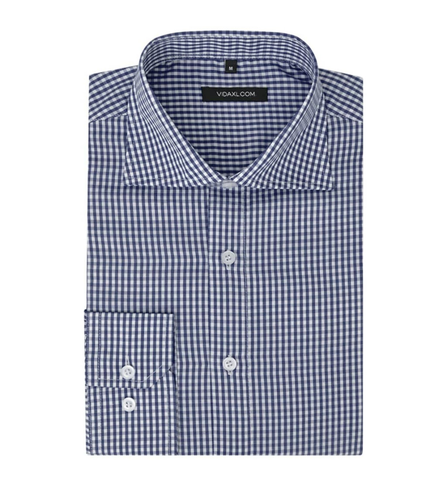 Chemise pour hommes Blanc et bleu marine à carreaux Taille XXL