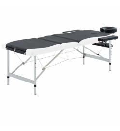Table de massage pliable 3 zones Aluminium Noir et blanc
