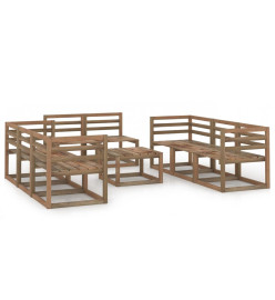 Salon de jardin 9 pcs Marron Bois de pin imprégné