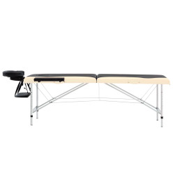 Table de massage pliable 2 zones Aluminium Noir et beige