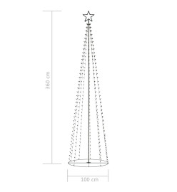 Arbre de Noël cône 400 LED blanc chaud décoration 100x360 cm