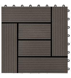 Carreau de terrasse 11 pcs WPC 30 x 30 cm 1 m² Marron foncé