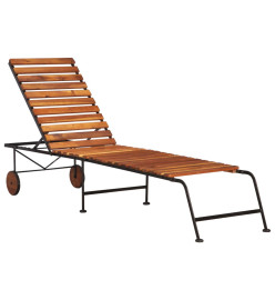 Chaise longue avec pieds en acier Bois d'acacia massif