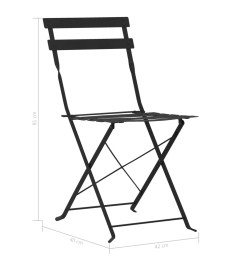 Mobilier de bistro 3 pcs Acier Noir