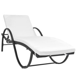 Chaise longue avec coussin et table Résine tressée Noir