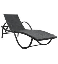 Chaise longue avec coussin et table Résine tressée Noir