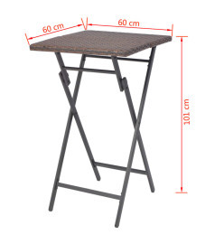 Mobilier à dîner pliable 5 pcs Acier Résine tressée Marron