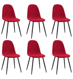 Chaises à manger lot de 6 rouge bordeaux velours