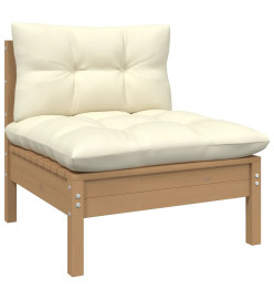 Salon de jardin 7 pcs avec coussins Marron miel Bois de pin