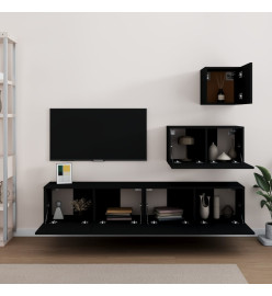 Ensemble de meubles TV 4 pcs Noir Bois d'ingénierie