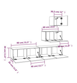 Ensemble de meubles TV 4 pcs Noir Bois d'ingénierie