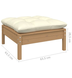 Salon de jardin 7 pcs avec coussins Marron miel Bois de pin