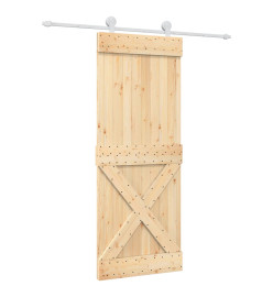 Porte coulissante et kit de quincaillerie 80x210 cm pin massif