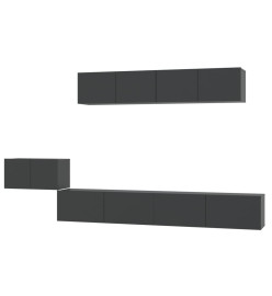 Ensemble de meubles TV 5 pcs Noir Bois d'ingénierie