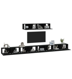 Ensemble de meubles TV 6 pcs Noir Bois d'ingénierie