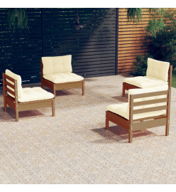 Salon de jardin 4 pcs avec coussins crème Bois de pin