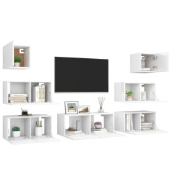 Ensemble de meuble TV 7 pcs Blanc Aggloméré