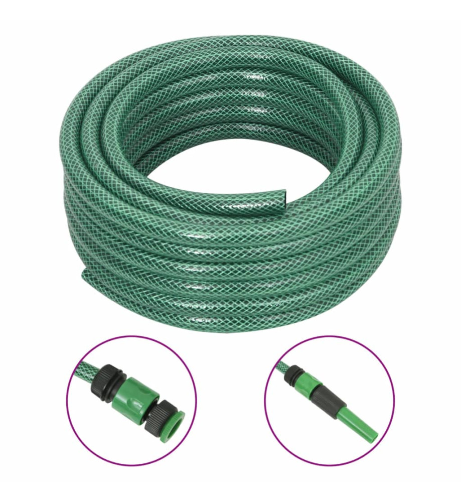 Tuyau d'arrosage avec jeu de raccords vert 0,6" 50 m PVC