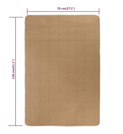 Tapis en jute avec support en latex 70 x 130 cm Naturel