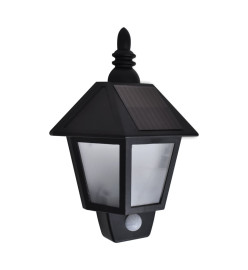 Appliques murales solaires 2 pcs avec capteur de mouvement Noir